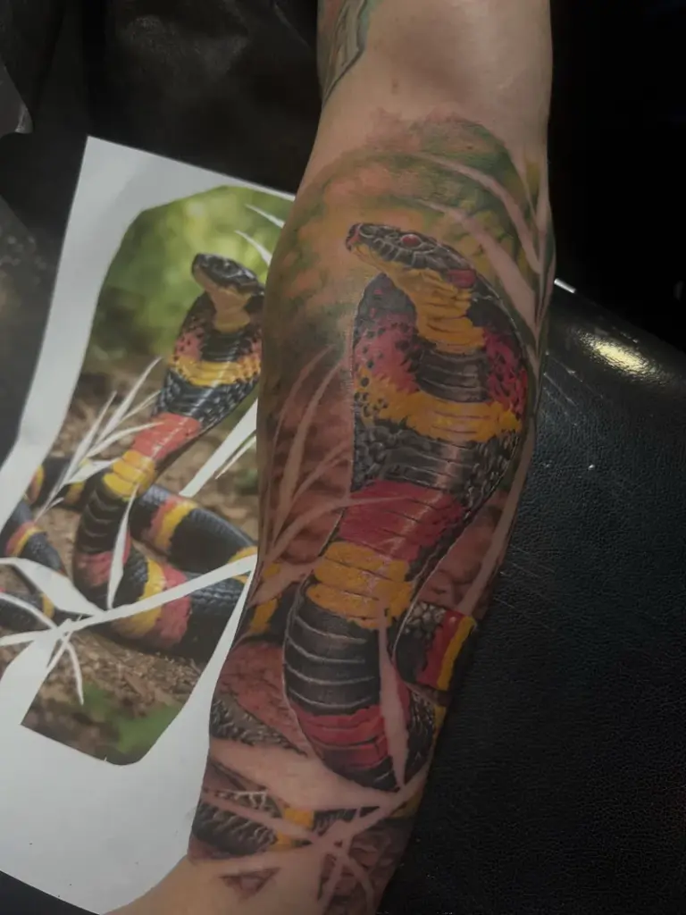 Colour cobra tattoo by Moose, Calgary Tattoo Company