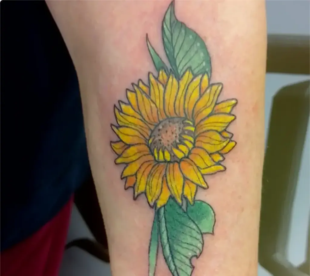 Colour sunflower tattoo by Keith, Calgary Tattoo Company