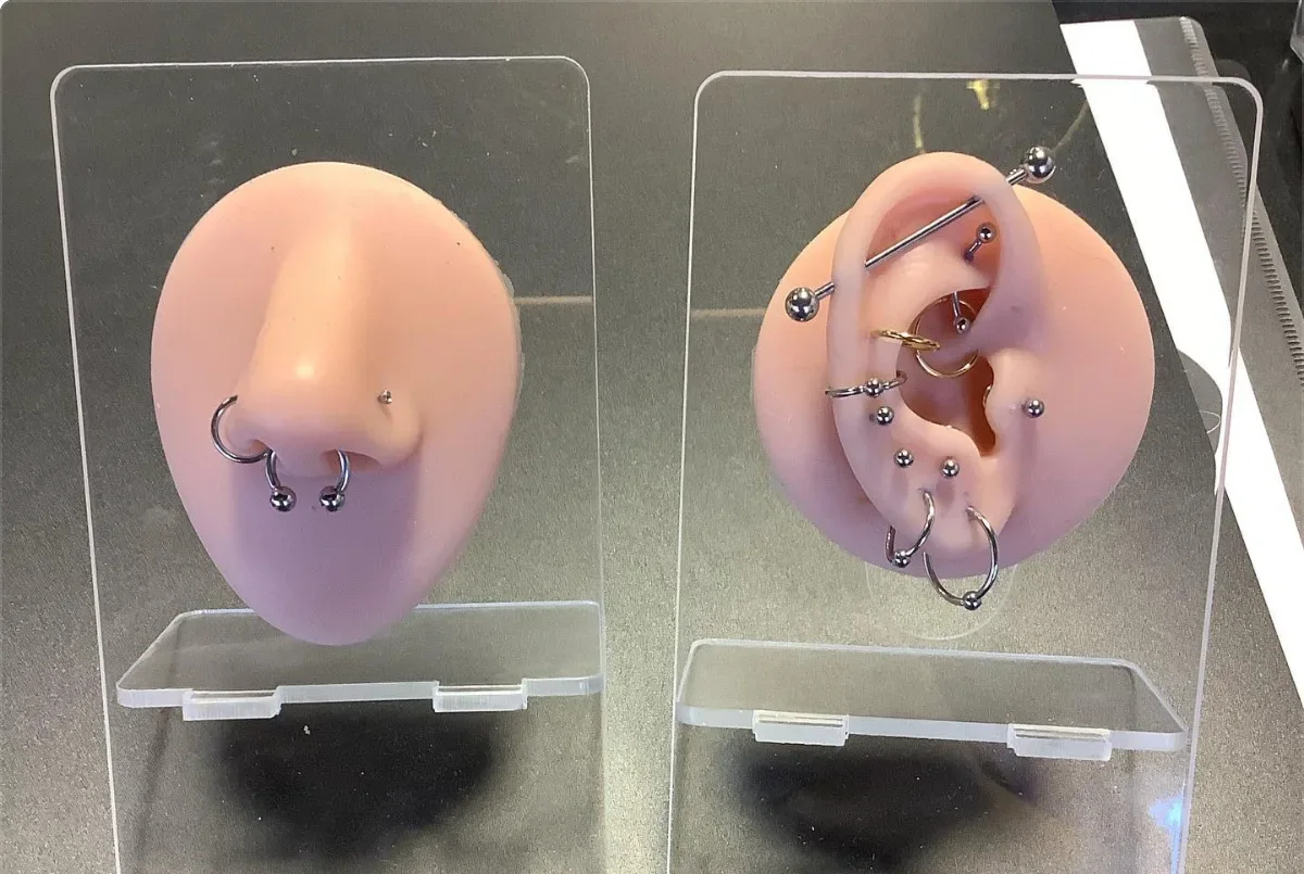 Piercing jewellery on display at Calgary Tattoo Company